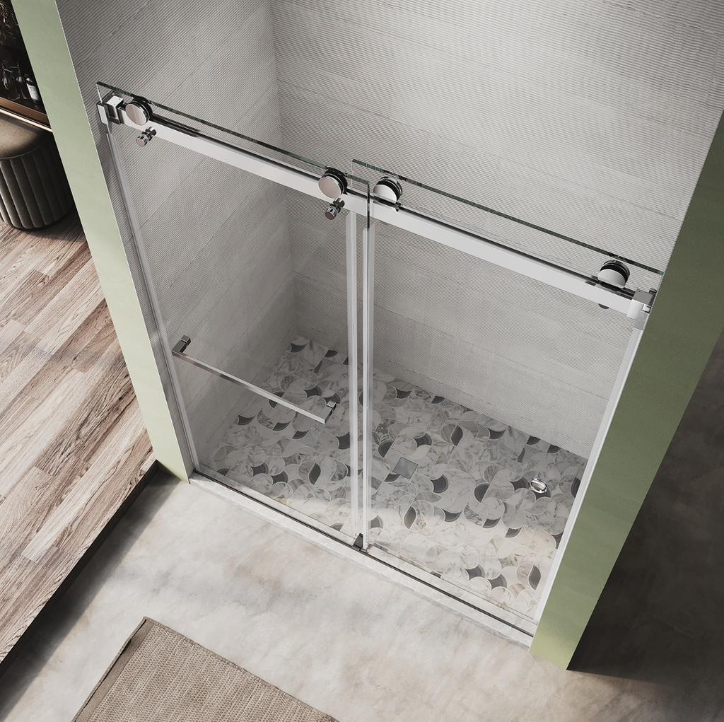 DS01 DOUBLE SLIDING GLASS SHOWER DOOR-CHROME