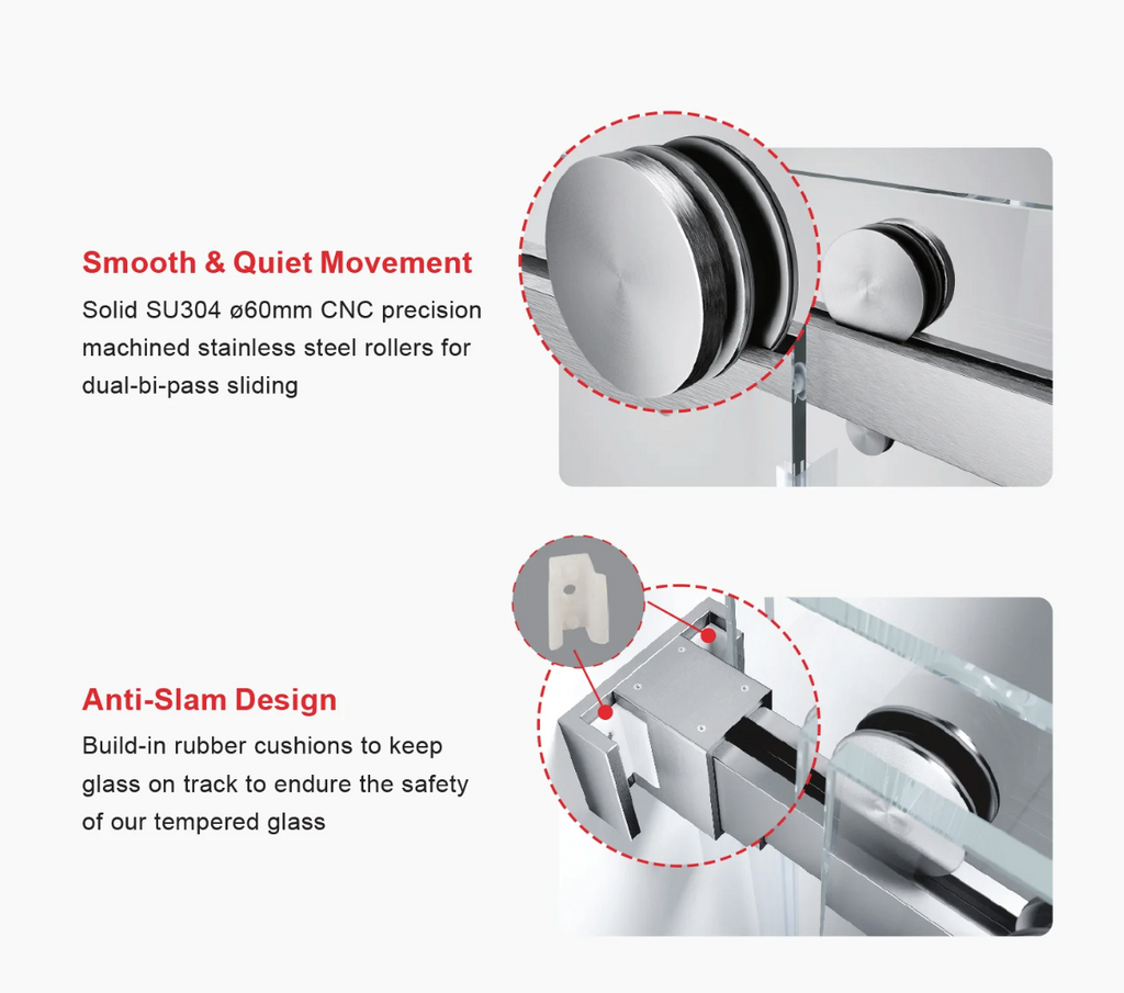 DS01 DOUBLE SLIDING GLASS SHOWER DOOR-BRUSHED NICKEL