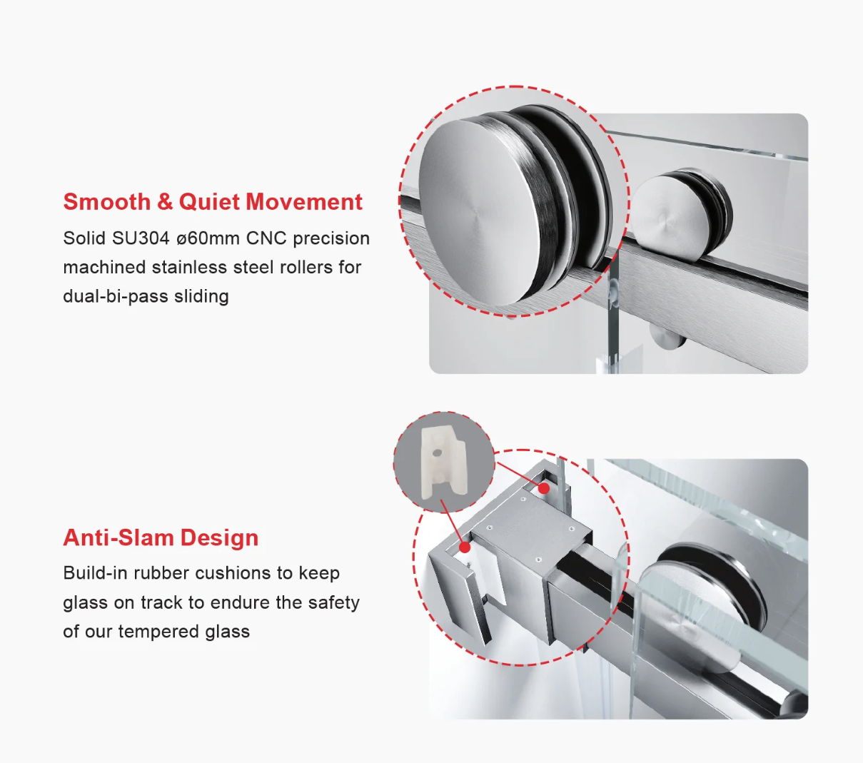DS01 DOUBLE SLIDING GLASS SHOWER DOOR-BRUSHED NICKEL