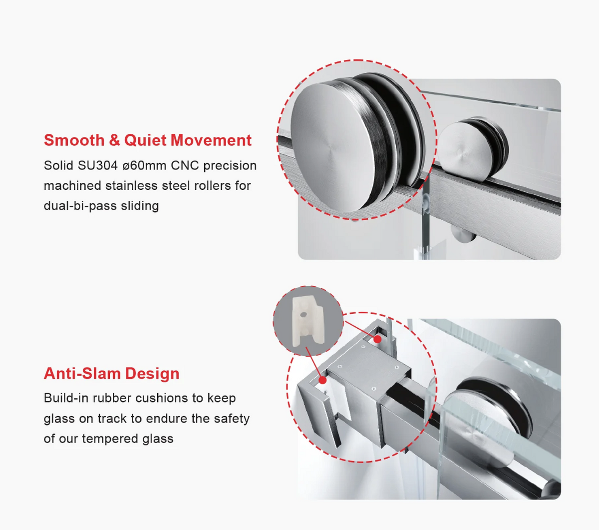 DS01 DOUBLE SLIDING GLASS SHOWER DOOR-CHROME