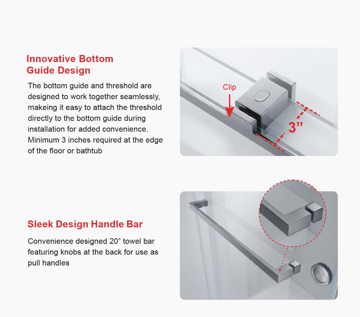 DS01 DOUBLE SLIDING GLASS SHOWER DOOR-SATIN BRASS