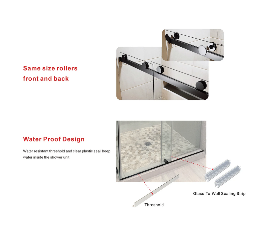 DS01 DOUBLE SLIDING GLASS SHOWER DOOR-MATTE BLACK