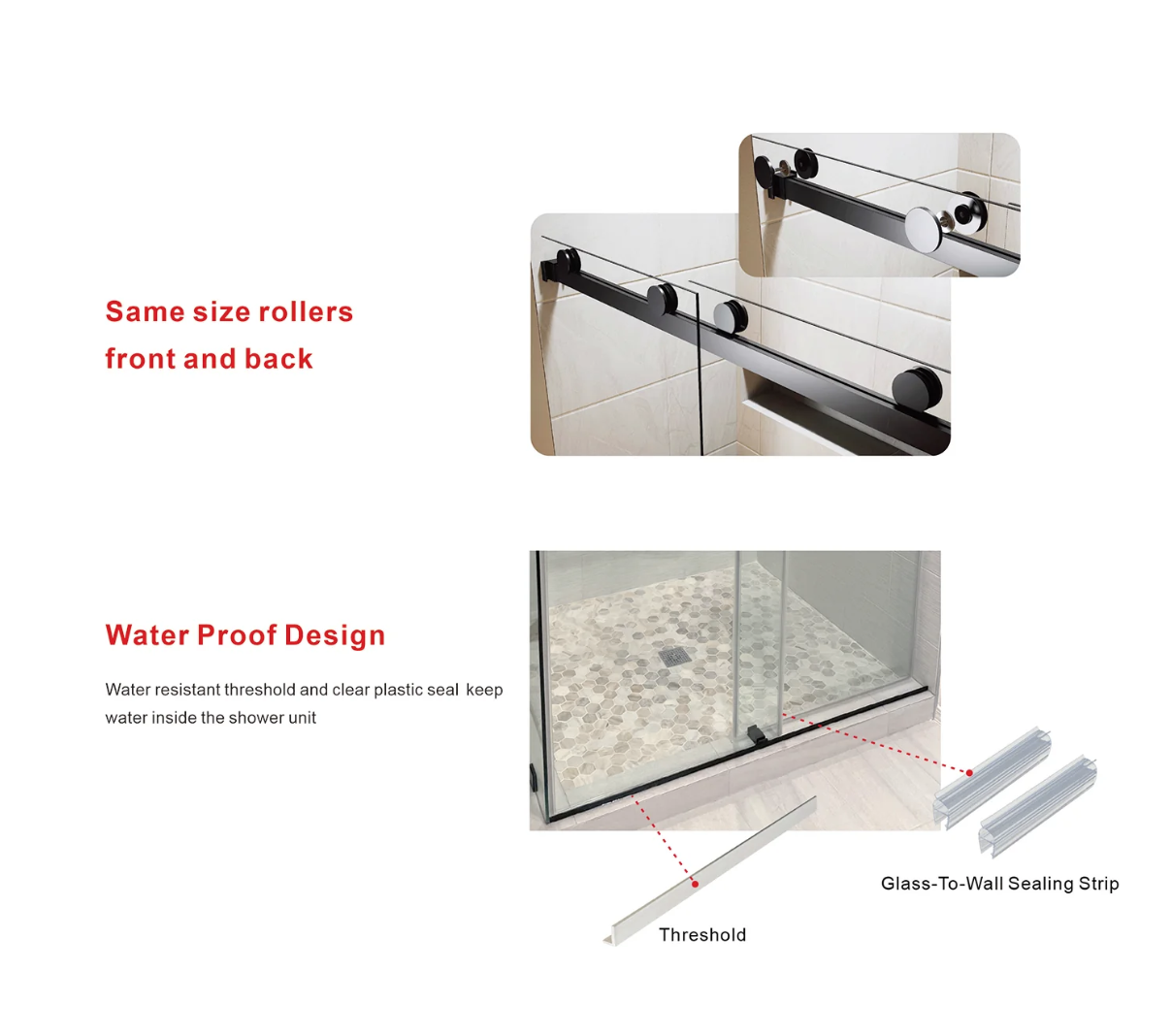 DS01 DOUBLE SLIDING GLASS SHOWER DOOR-MATTE BLACK