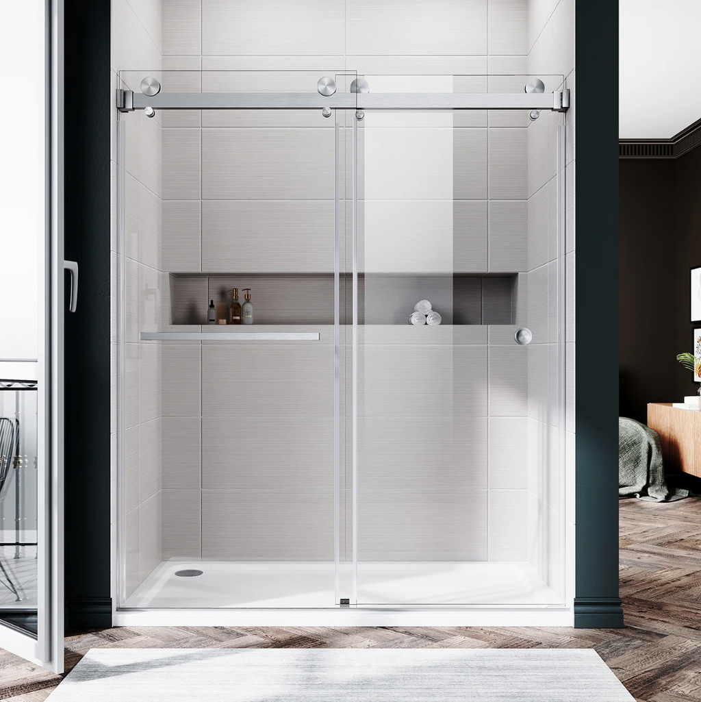 DS01 DOUBLE SLIDING GLASS SHOWER DOOR-CHROME