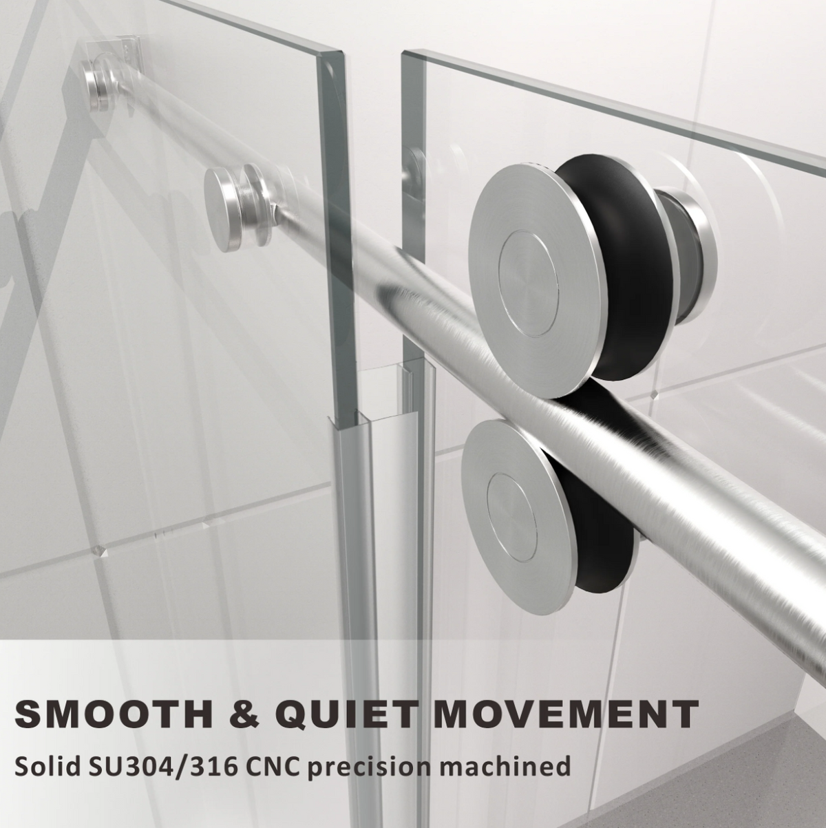 SS04 SINGLE SLIDING GLASS SHOWER DOOR-BRUSHED NICKEL