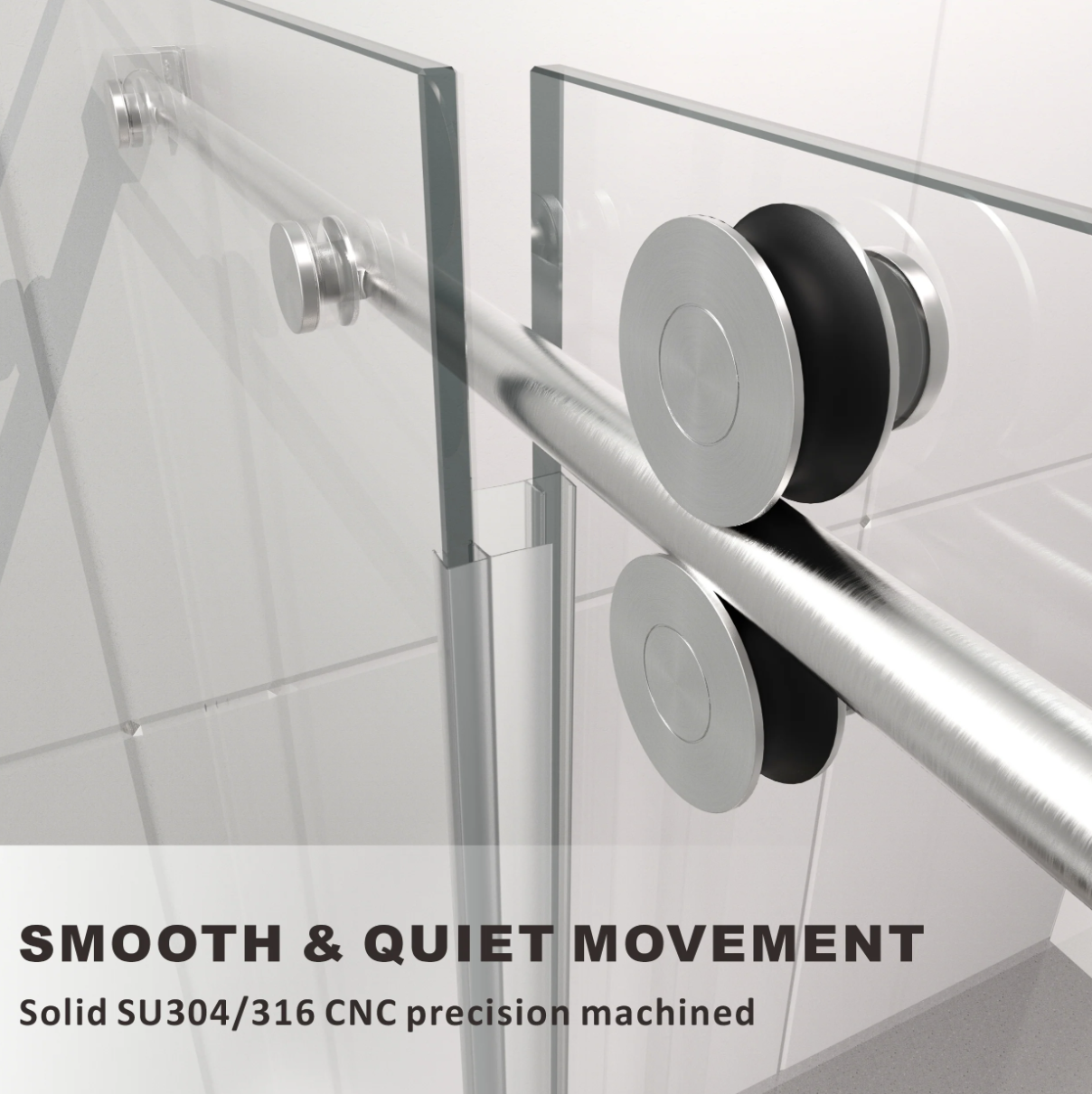 SS04 SINGLE SLIDING GLASS SHOWER DOOR-SATIN BRASS