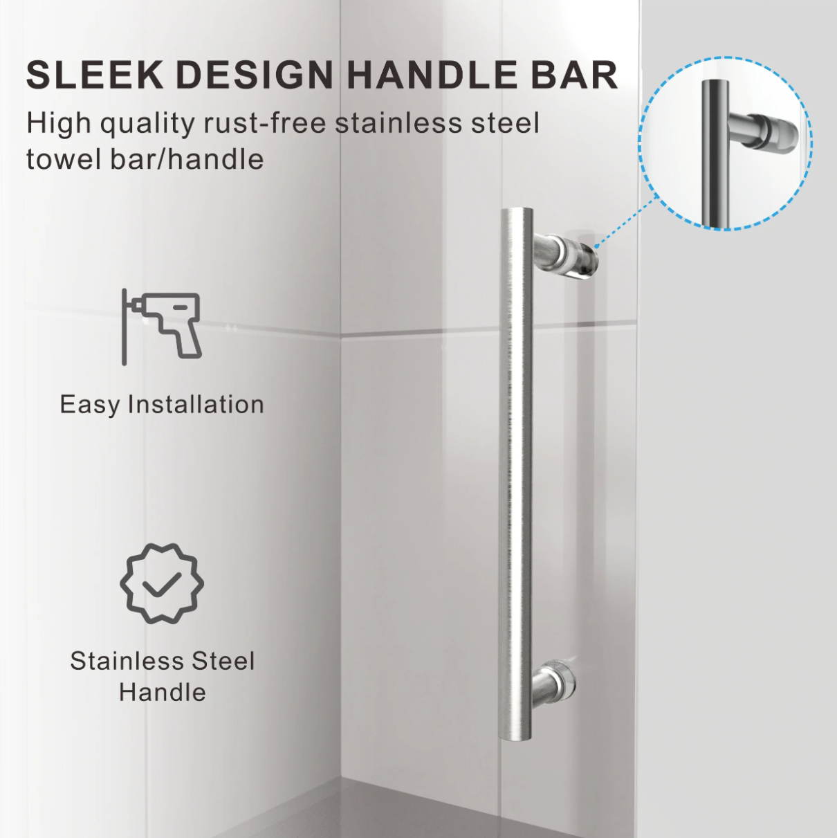 SS04 SINGLE SLIDING GLASS SHOWER DOOR-BRUSHED NICKEL