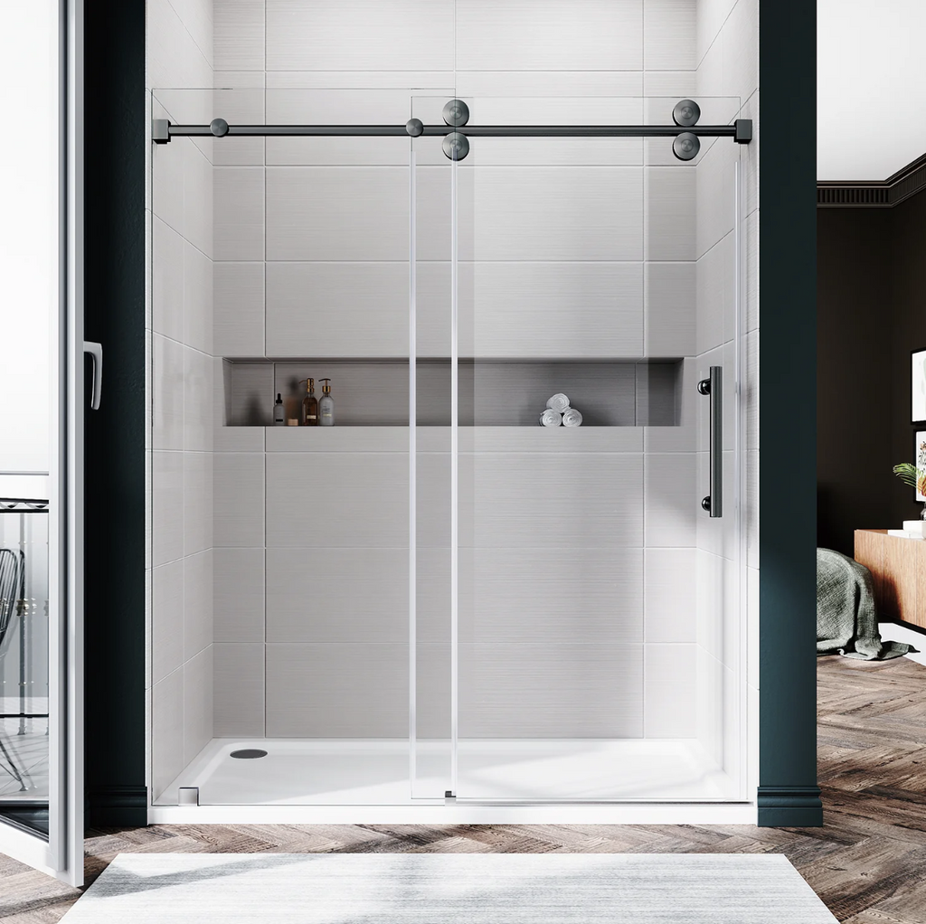 SS04 SINGLE SLIDING GLASS SHOWER DOOR-SPACE GRAY