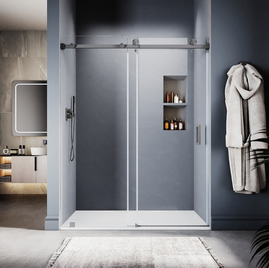 SS05 SINGLE SLIDING GLASS SHOWER DOOR-SPACE GRAY