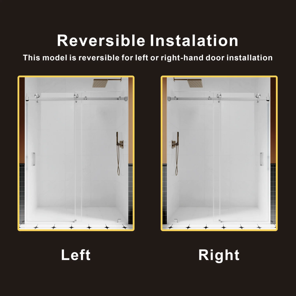 SS05 SINGLE SLIDING GLASS SHOWER DOOR-SPACE GRAY