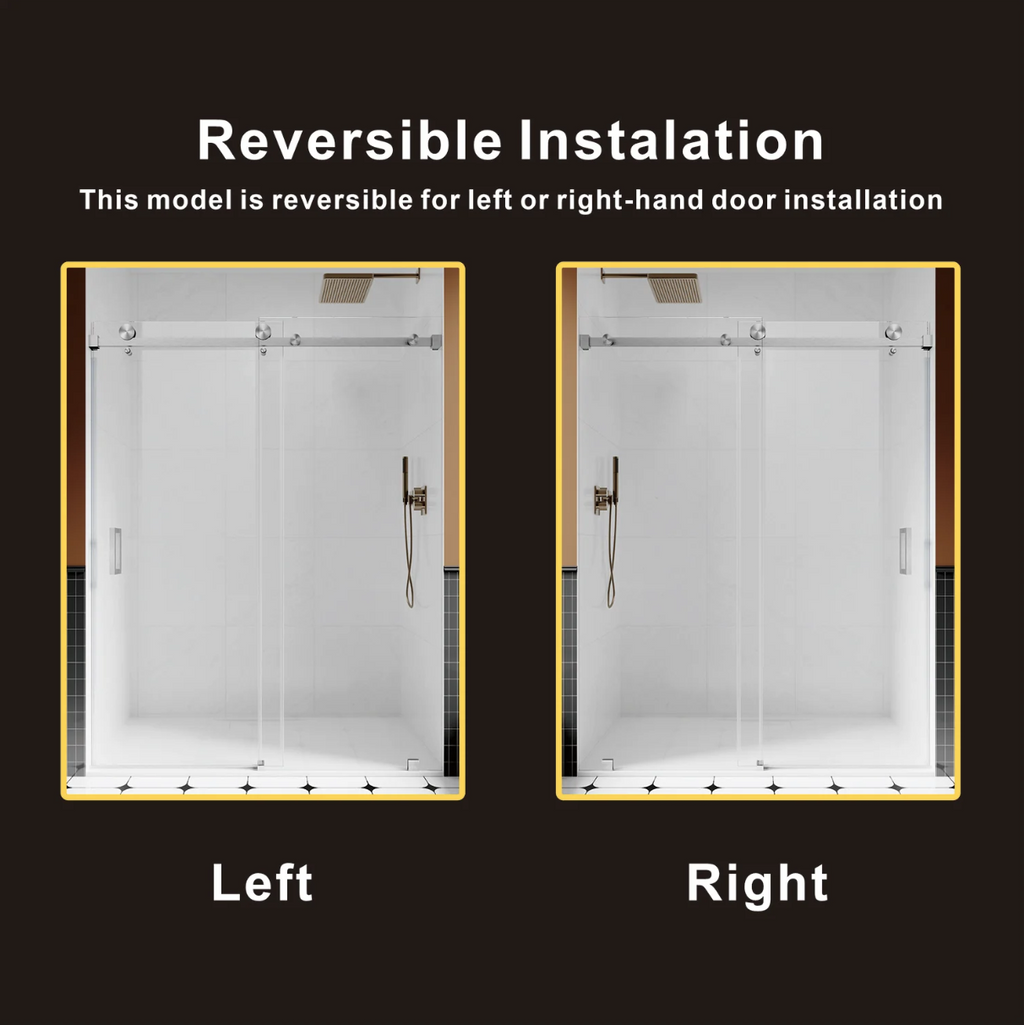 SS05 SINGLE SLIDING GLASS SHOWER DOOR-MATTE BLACK